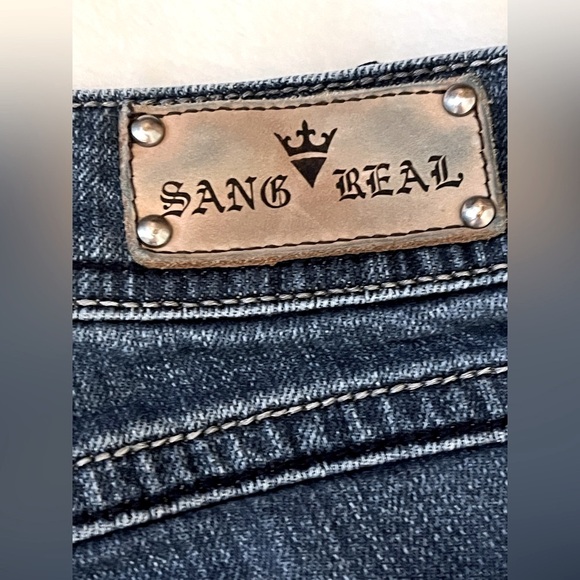 💎 Sang Real Bootcut Jeans - Size 28 - Embroidered Cross Pockets 💎 - Picture 6 of 11